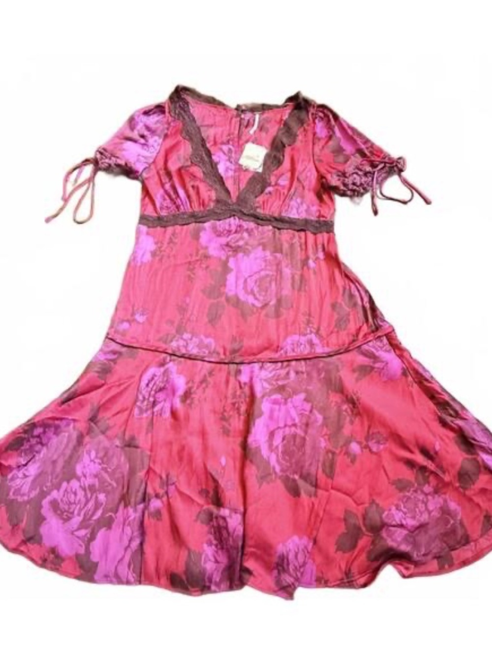 NWOT Free People Jos Floral Mini Dress Berry Combo, Size Medium - Picture 6 of 6